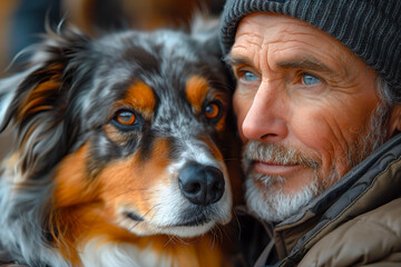 Portrait homme et chien