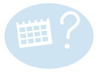 Date question icon. Time confusion problem symbol