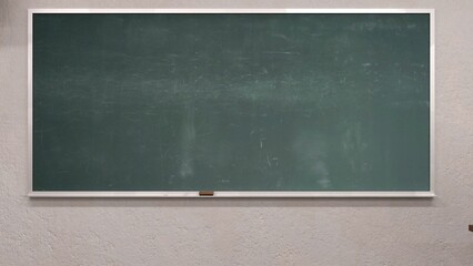 3D render of a blank green chalkboard in a classroom © Dashen