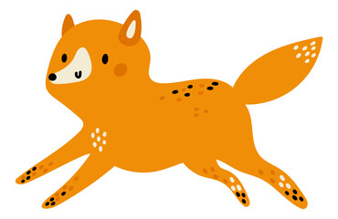 Cute fox character. Funny running forest animal