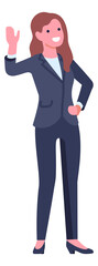 Fototapeta premium Happy business woman greeting. Friendly corporate worker