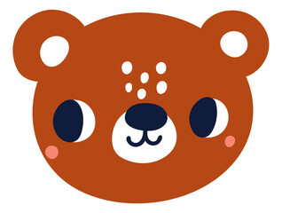 Forest bear face. Cute baby animal head