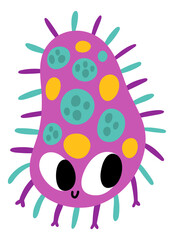 Microorganism mascot with cute face. Little molecule character