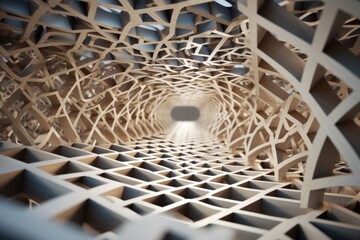 A dynamic photo of a 3D lattice structure pulsating and evolving with mathematical precision
