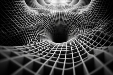 A fluid motion shot of a mesmerizing 3D grid structure expanding and contracting with hypnotic precision