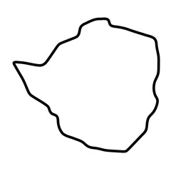 Zimbabwe country simplified map. Thick black outline contour. Simple vector icon