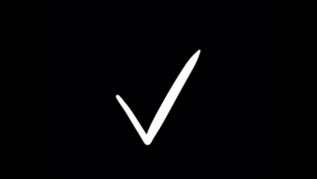 Animation or computer graphic drawing a check mark or choice value on a black key background for insertion