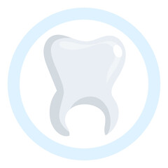 Tooth round icon. Color dental care symbol