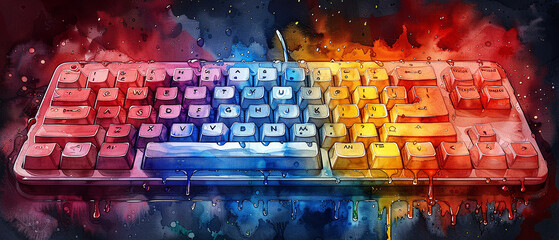 watercolor keyboard mouse clipart