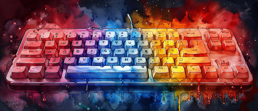 watercolor keyboard mouse clipart