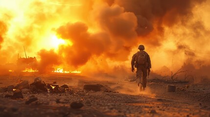 Soldier on the battlefield