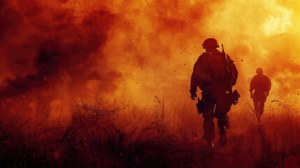 Fototapeta premium Soldier on the battlefield