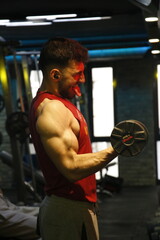 training with dumbbell