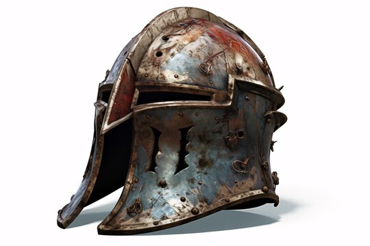 a helmet with a broken face