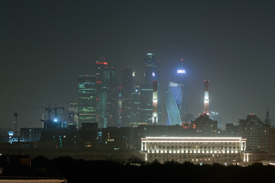night view of moscow city