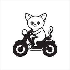 cute cat riding bike