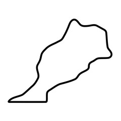 Morocco country simplified map. Thick black outline contour. Simple vector icon