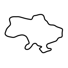 Ukraine country simplified map. Thick black outline contour. Simple vector icon