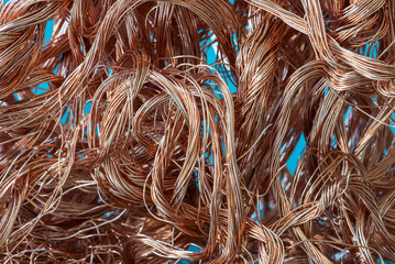 Copper wire raw materials and metals industry and stock market concept - 763444950