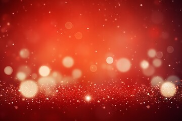 Merry Christmas text on a sparkling red background with glowing lights