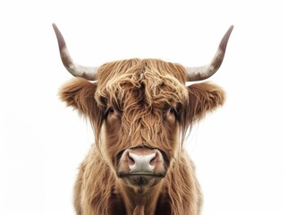 A detailed view of a cow with exceptionally long hair covering its body