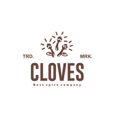 vector illustration of the cloves spice logo icon, cloves kitchen spice for the cooking industry