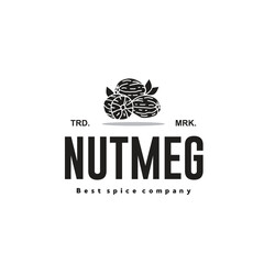 vector illustration of the nutmeg spice logo icon, nutmeg kitchen spice for the cooking industry	
