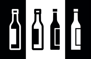 Bottle icon. Symbol of wine or alcohol. Identification of a store or alcoholic menu card.