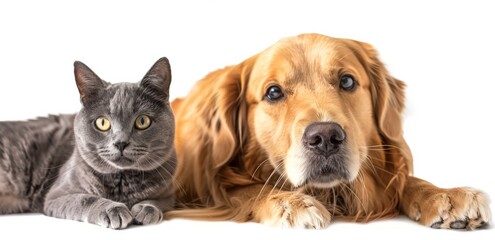 A dog and a cat are peacefully resting side by side, showcasing a rare moment of companionship between the two pets