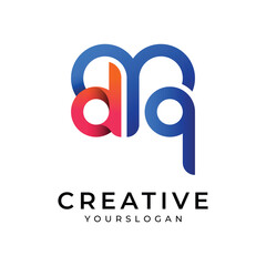 Letter dq logo, vector love dq colorful gradient logo design template