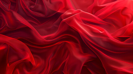 Beautiful graceful flowing red transparent silk fabrics. Background with smooth waves for design.