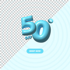 50 percent off 3d discount sale tag