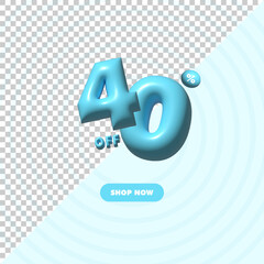40 percent off 3d discount sale tag