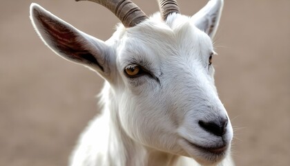 A Goat With Ears Perked Forward Listening Intentl Upscaled