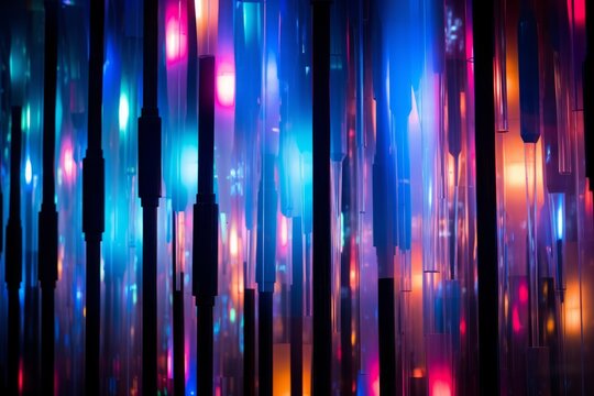 An abstract image of colorful LED lights in a nightclub