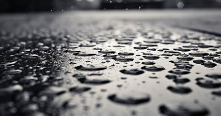 monochrome raindrops on surface