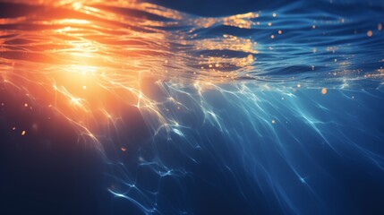 Abstract double light exposure of summer ocean blur with clear water background for artistic effect