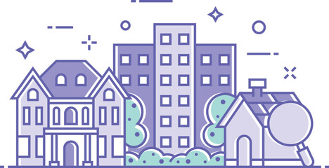 real estate illustration with luxury houses