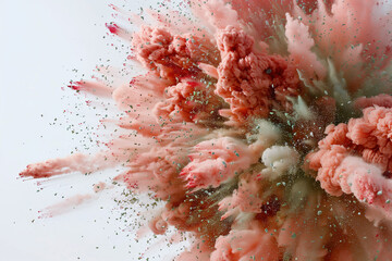 Multicolored explosion in air with white background - 763449799