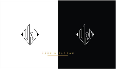 UJ, JU, U, J, Abstract letters Logo Monogram