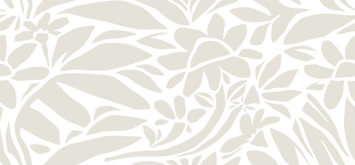 Fototapeta premium Flower and leaves abstract seamless pattern. 