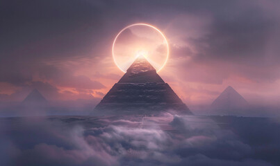 Pyramid in Sunrise - obrazy, fototapety, plakaty