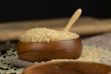 Fototapeta na wymiar fresh uncooked rice in close-up