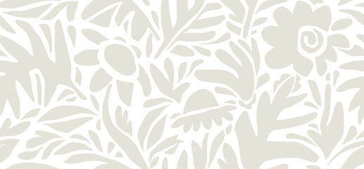 Flower and leaves abstract seamless pattern.	