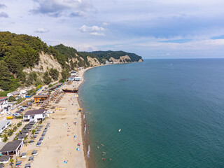 Summer landscape with coastline and blue sky of the Caucasus resort