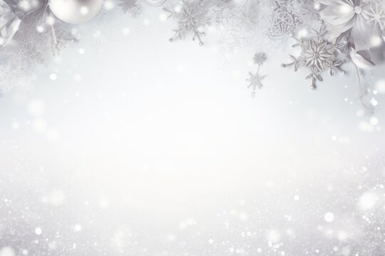 White and silver christmas background with snowflakes