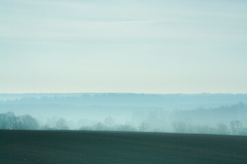 misty morning in the fields