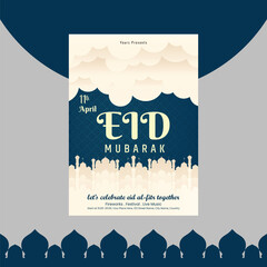 Eid Mubarak  Set of posters, cards, holiday covers. Arabic text translation Ramadan Kareem. Modern beautiful design in pastel colors with mosque, moon crescent, stars in the sky, arches window