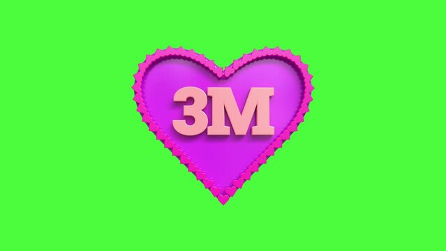 3M followers banner 3D design. thank you for 3M followers. 3D rendering. 3D motion Video Element