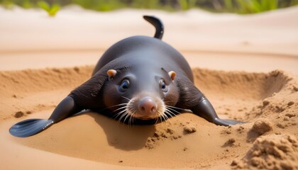 A Mole With A Snorkel Diving Into A Sandy Molehill Upscaled 5